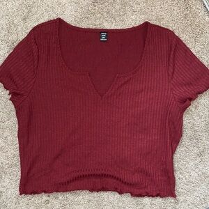 SHEIN Burgundy Ribbed Crop Top